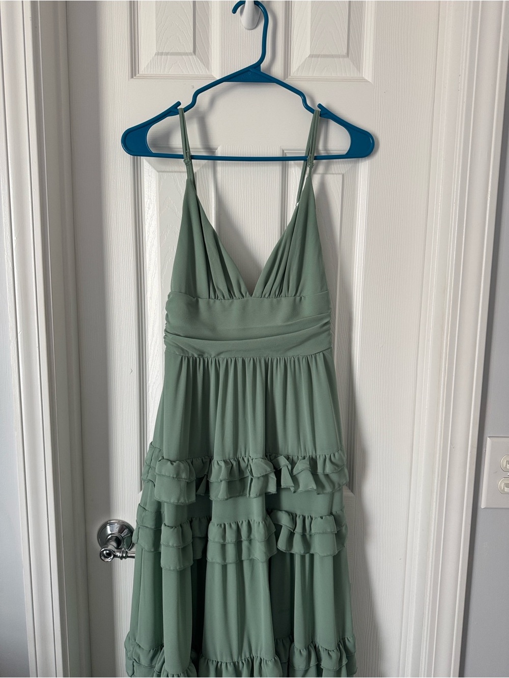 Lulu's Sage Green Spaghetti Strap Dress